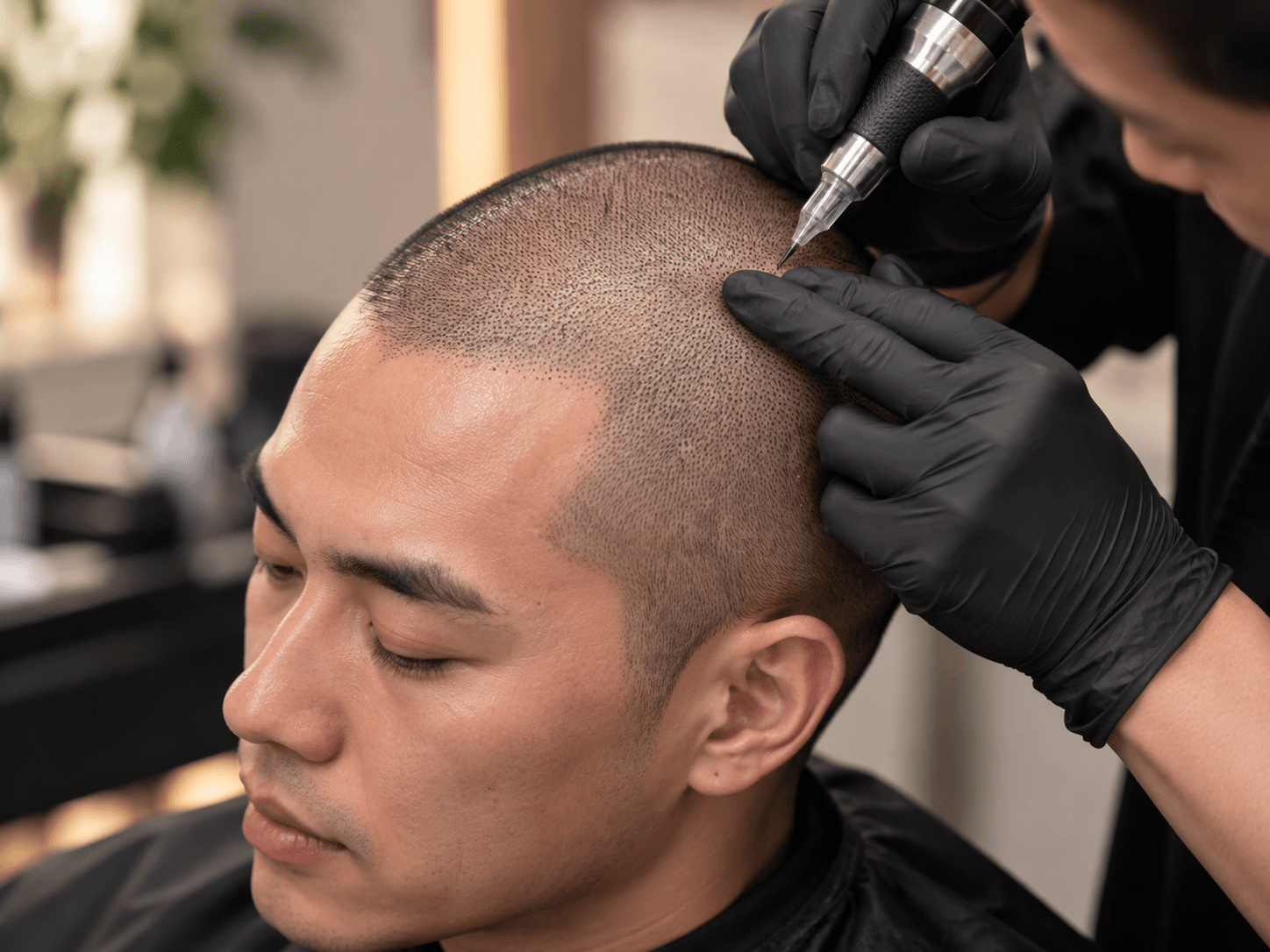 SMP 技師為男士進行頭皮紋繡護理